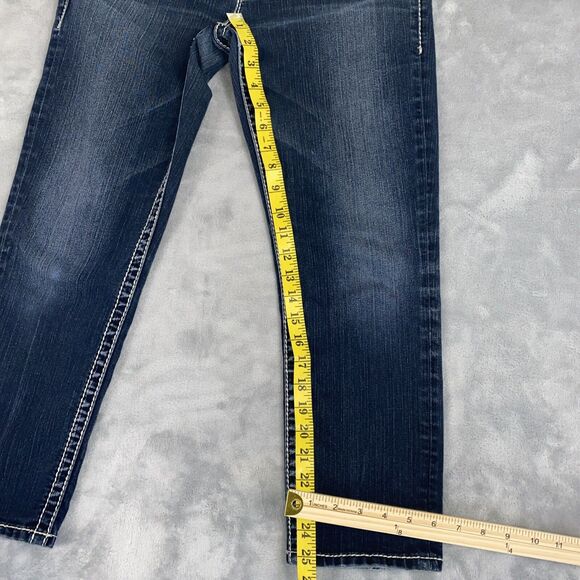 Silver Jeans Women's W28 Suki Dark Wash Thick Stitch Embroidered Straight Leg - Picture 7 of 9
